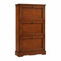 Scarpiera in Legno di Noce Scuro a 3 Ante, 130x79x30 cm, Made in Italy