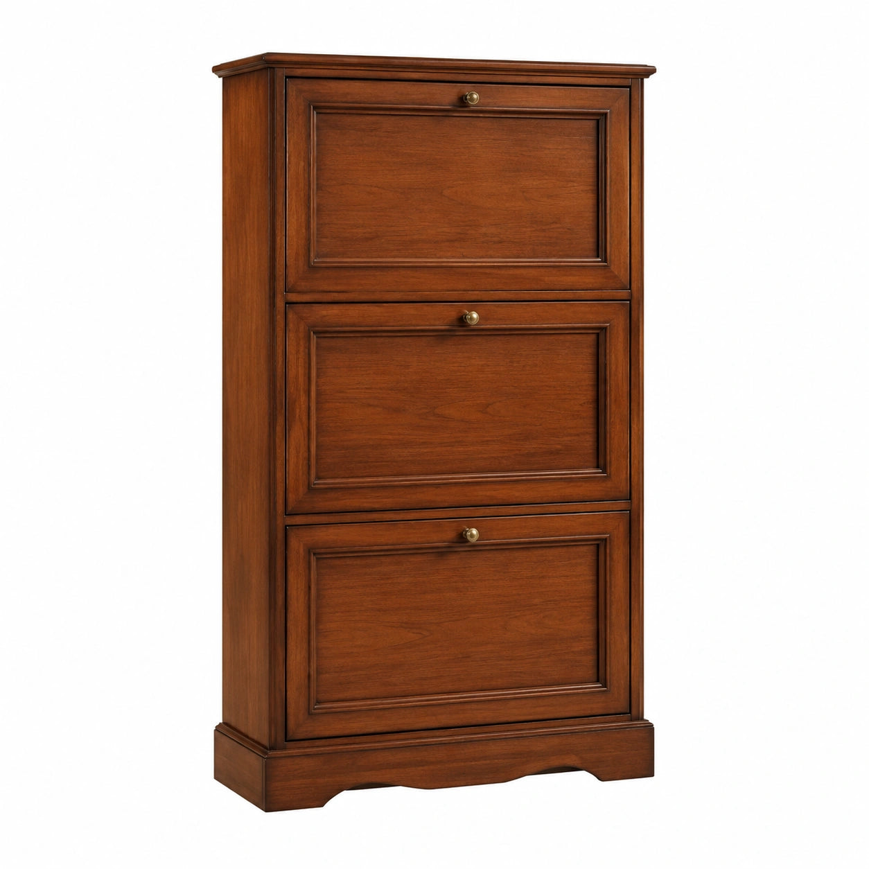 Scarpiera in Legno di Noce Scuro a 3 Ante, 130x79x30 cm, Made in Italy