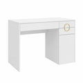 Scrivania Moderna Adela Bianca Lucida con Cassetti, 115 x 55 cm, Ideale per Ufficio e Studio