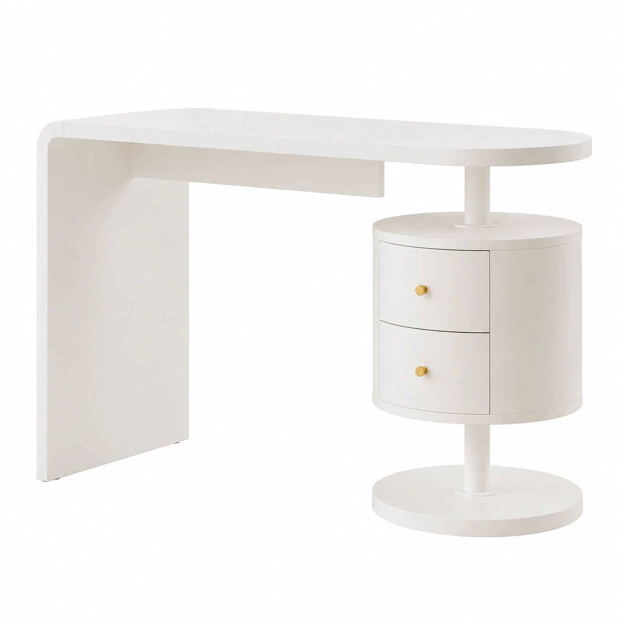 Scrivania Bianca Lucida Vicco Lara 120x50 cm con 2 Cassetti per Ufficio e Home Office