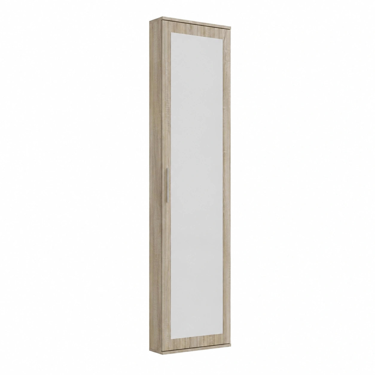 Armadio Stretto con Specchio, Rovere Sonoma, per Ingresso e Corridoio, 50x35x180 cm