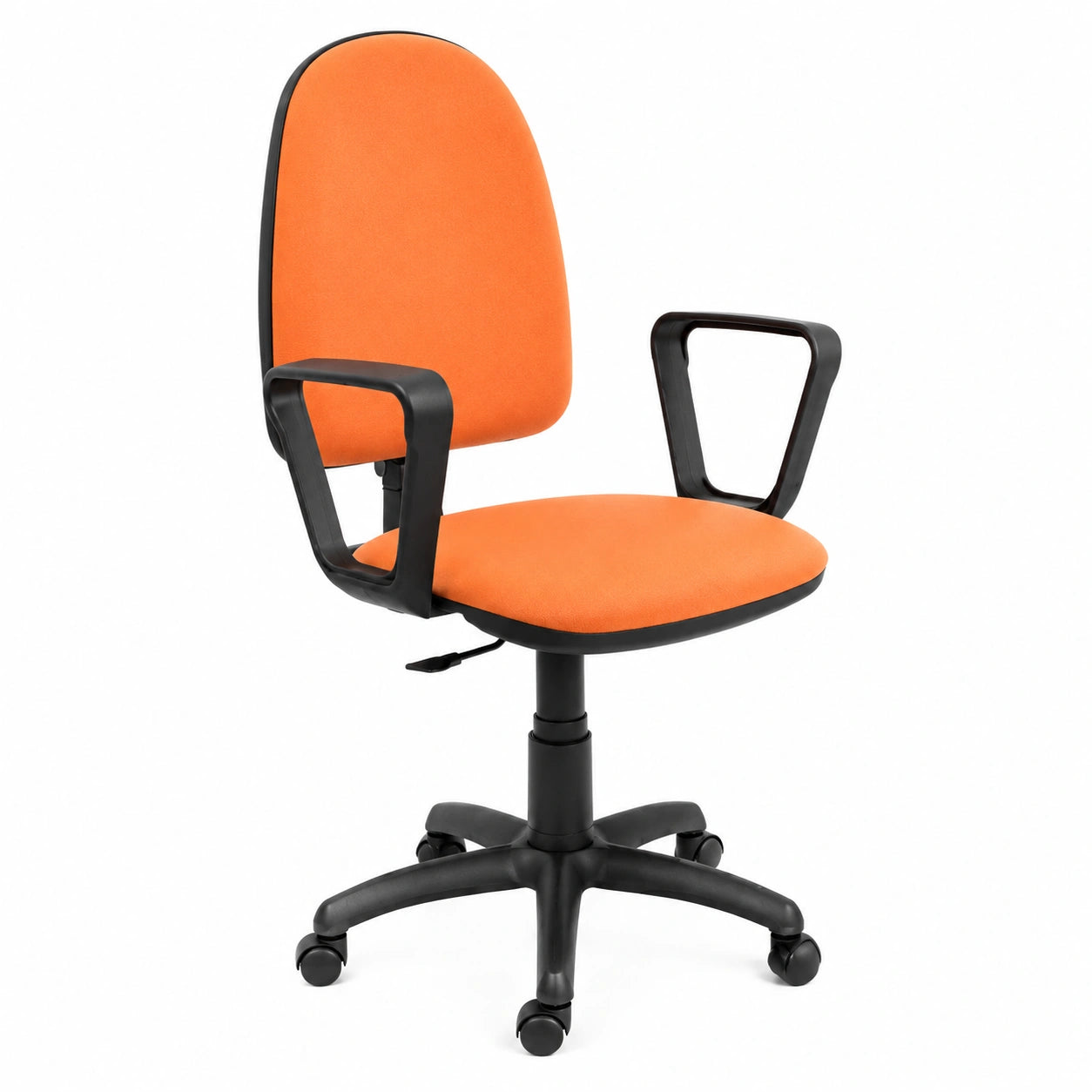 Poltrona Ergonomica Girevole da Ufficio in Ecopelle con Braccioli Arancioni