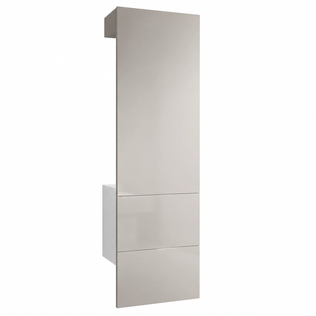 Set Ingresso Carlton in Bianco Opaco e Grigio Sabbia, con Pannello e Asta Appendiabiti, 52x193x35 cm