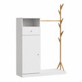 Armadio Multifunzione Vicco Liria, Bianco/Bambù, 100 x 145 cm con Cassetto e Mensola Porta Scarpe
