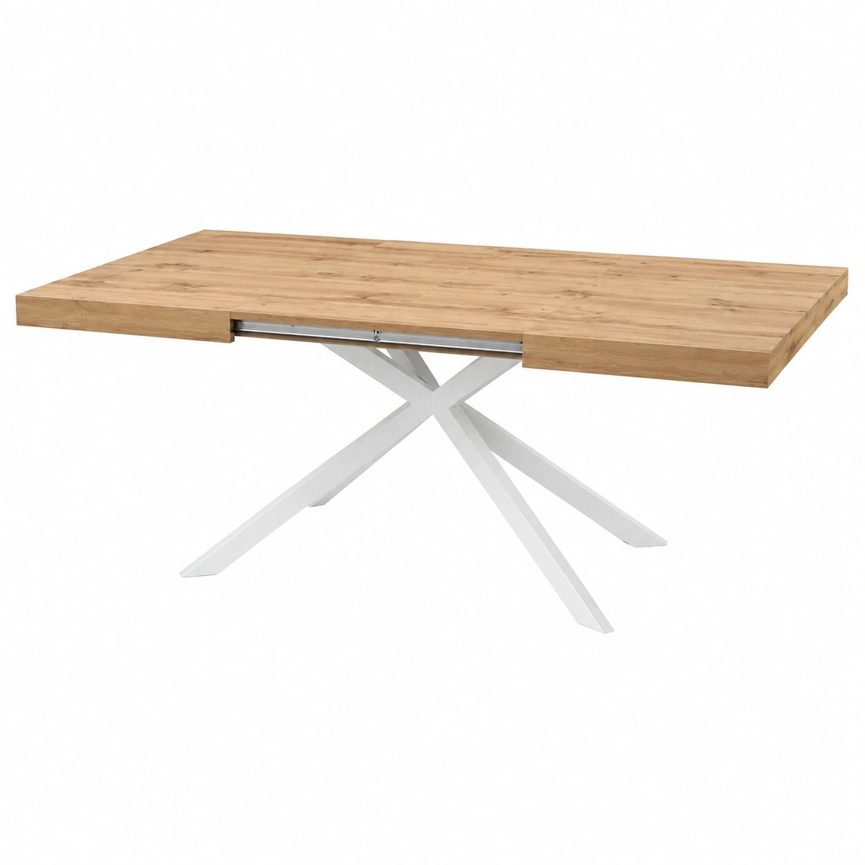 PAZZO DESIGN Tavolo Estensibile Noemi, Gambe Incrociate Bianche, Rovere Rustico, 140x90x74 cm, Made in Italy