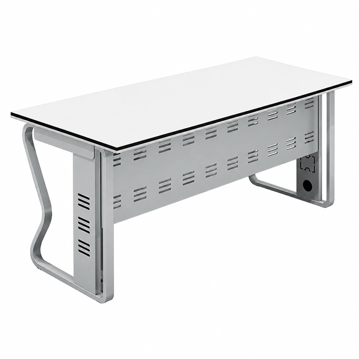Scrivania Moderna per Ufficio Casa, Tavolo Grande in Legno Bianco, Design Elegante e Funzionale