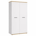 Scarpiera in Laminato Bianco e Rovere con 8 Ripiani e 2 Cassetti - 90x195x38 cm