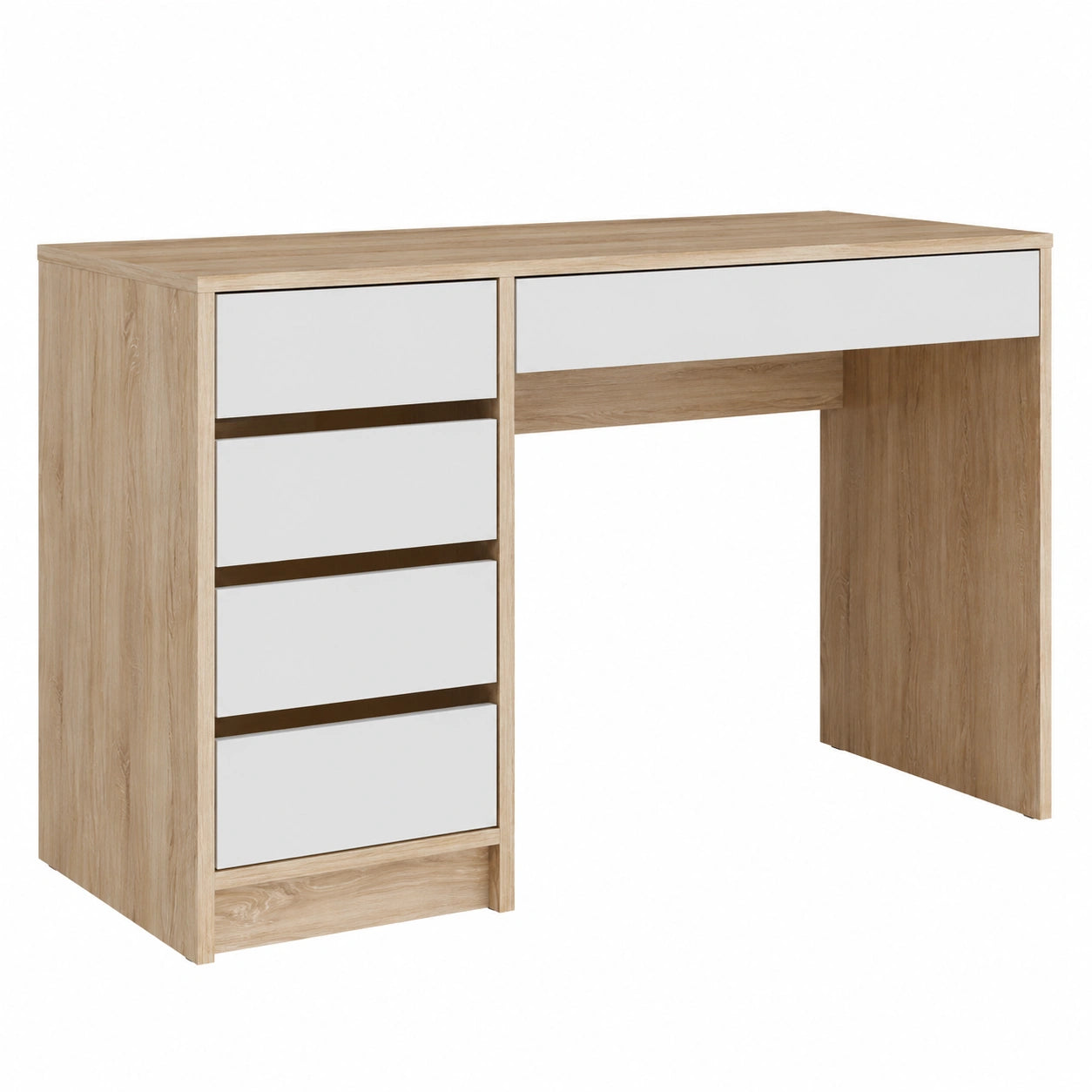 Scrivania Vicco Sherry, Sonoma/Bianco, 55x120 cm con Cassetti, Ideale per Ufficio a Casa o Studio