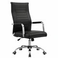 Sedia Ergonomica in Pelle Sintetica con Schienale Alto e Rotelle Girevoli 360° di Yaheetech, Regolabile in Altezza, Capacità 136 KG, Colore Nero