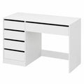 Scrivania Bianca in MDF con 5 Cassetti per Ufficio e Casa 120x55 cm