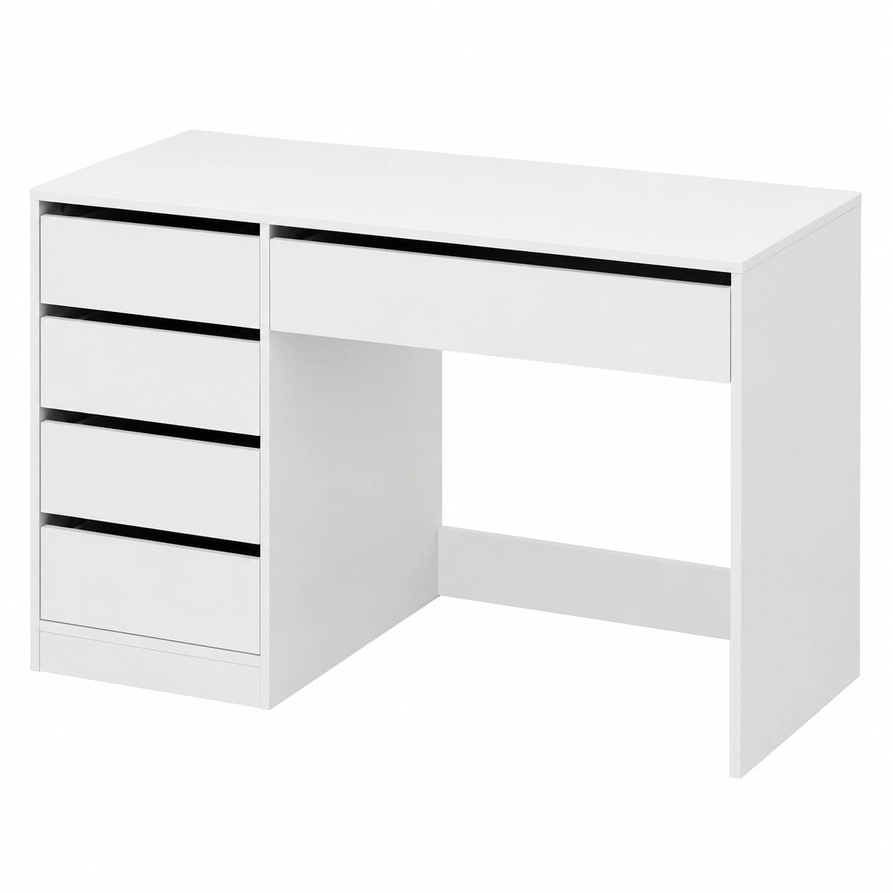 Scrivania Bianca in MDF con 5 Cassetti per Ufficio e Casa 120x55 cm