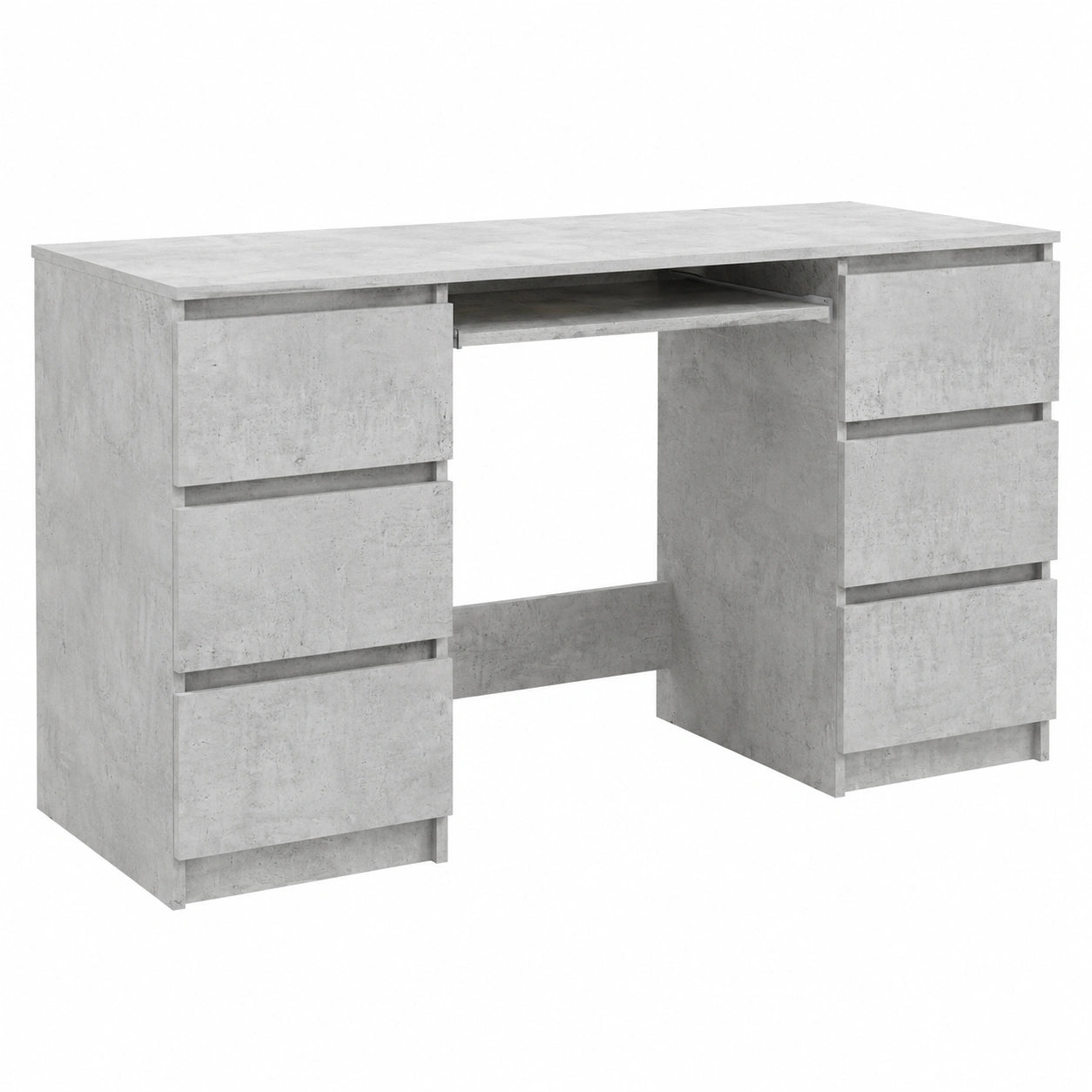 Scrivania Moderna in Grigio Cemento con Finitura in Truciolato 140x50x77 cm