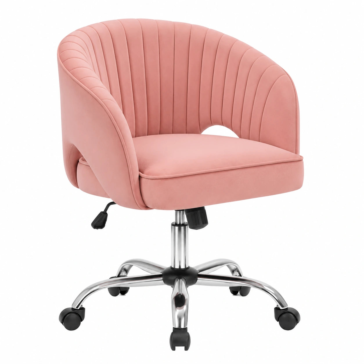 Sedia da Ufficio ergonomica in Velluto Rosa con Altezza Regolabile e Base Girevole