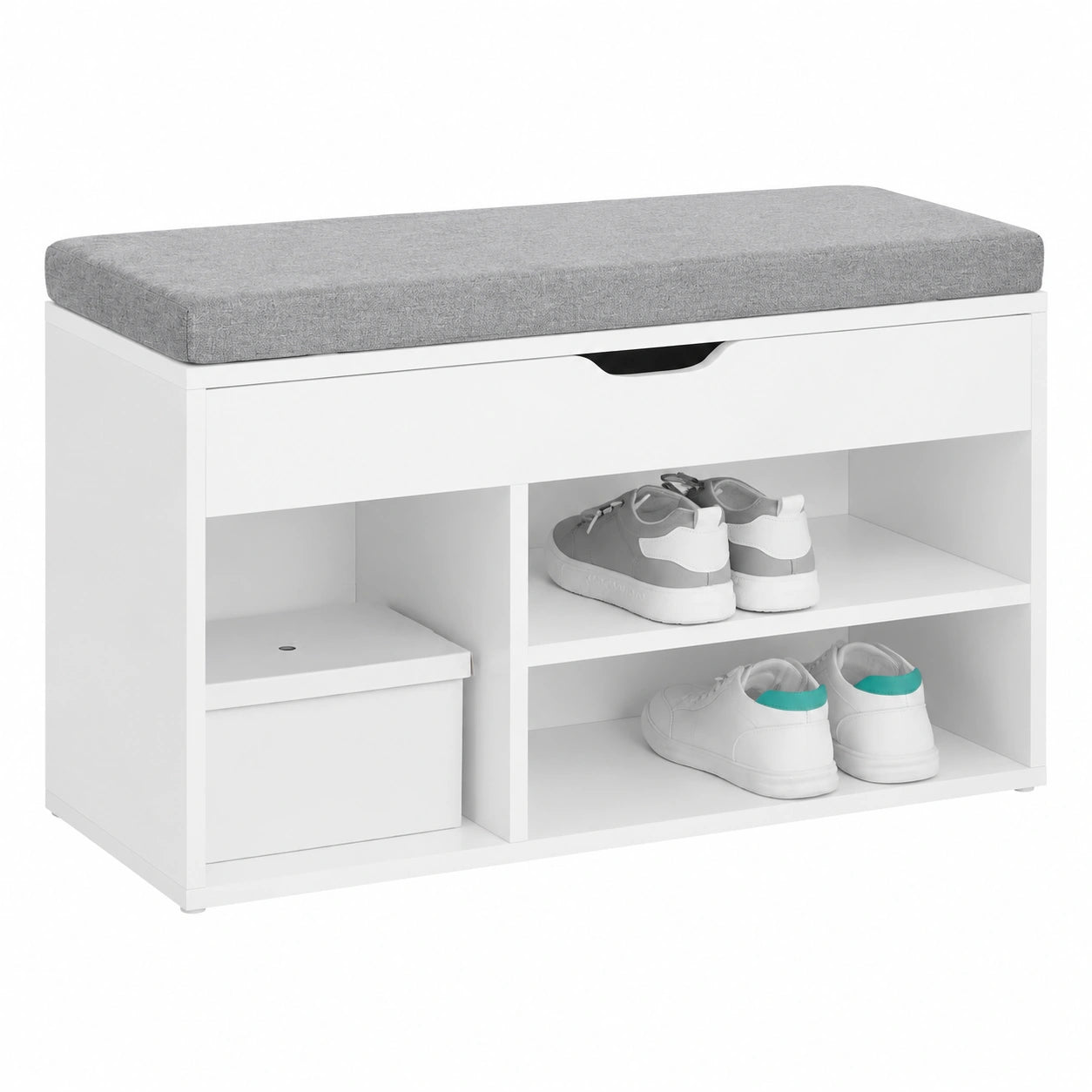 Panca Scarpiera Salvaspazio con Seduta e Contenitore, 80x30x48 cm, Bianco
