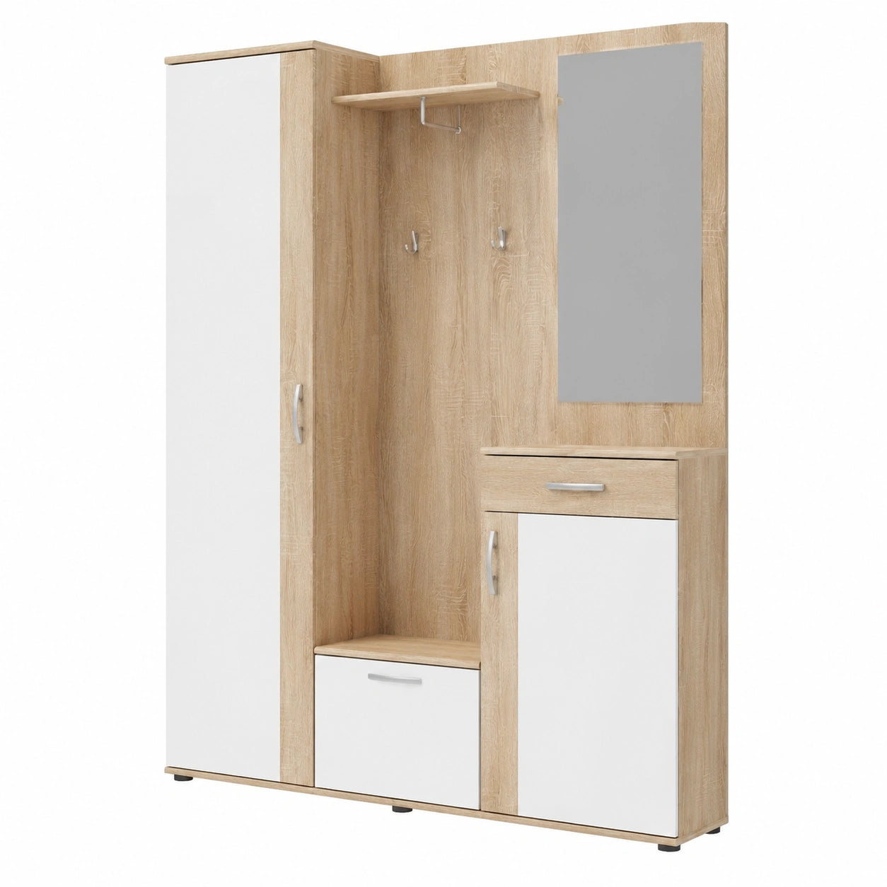 Armadio Ingresso Pit in Legno con Specchio, 3 Colorazioni, LAP 145x188x30 cm