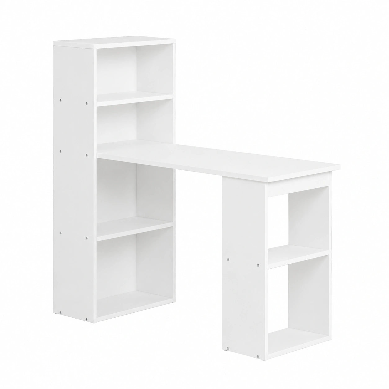 Scrivania Moderna con Libreria Integrata per Ufficio, 120x55x120 cm, Colore Bianco