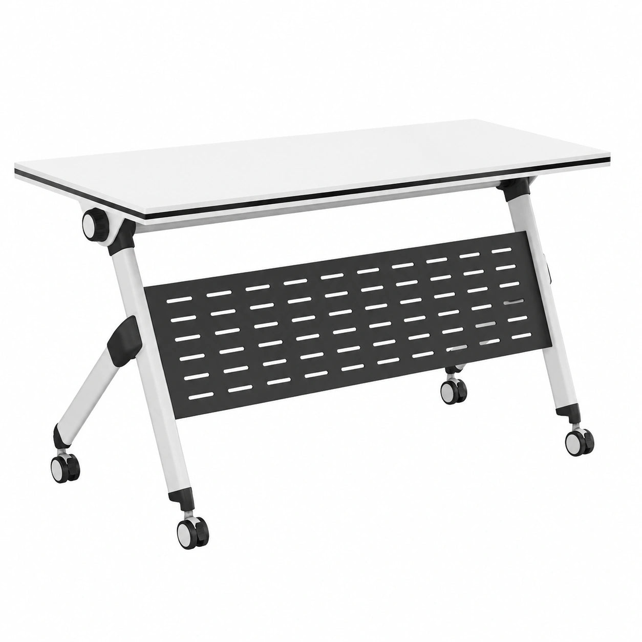 Tavolo pieghevole in legno per conferenze, montaggio semplice, ideale per riunioni e studio (140 x 61 x 76 cm)