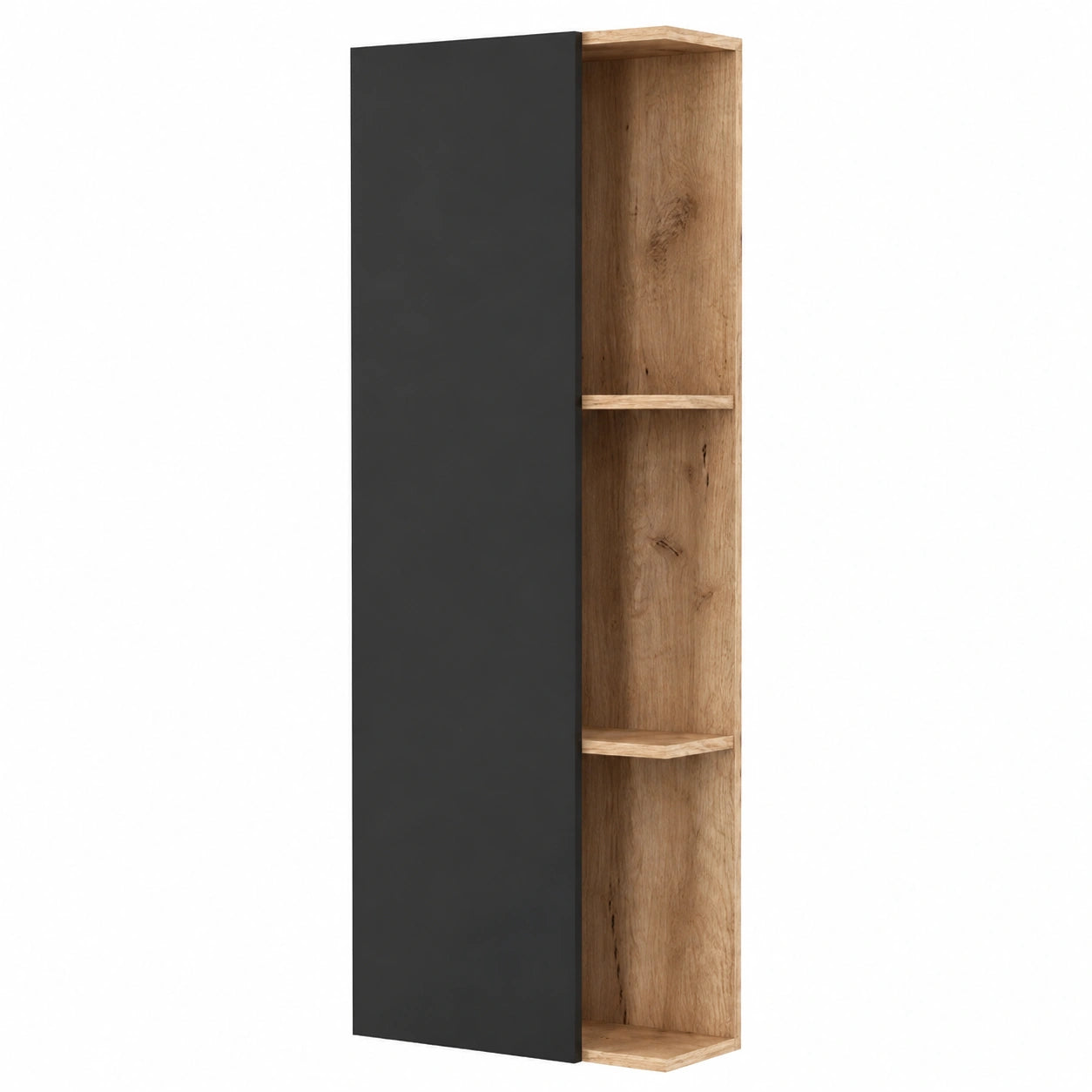 Armadietto Sospeso da Bagno LUX in Rovere Dorato e Antracite, 40x130x17 cm