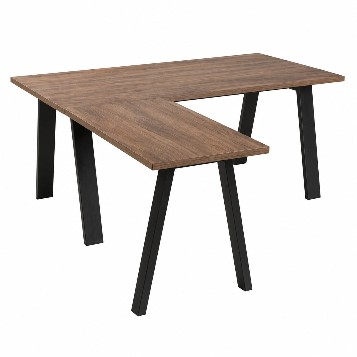 Scrivania Angolare a L in Noce con Gambe in Metallo, Design Italiano