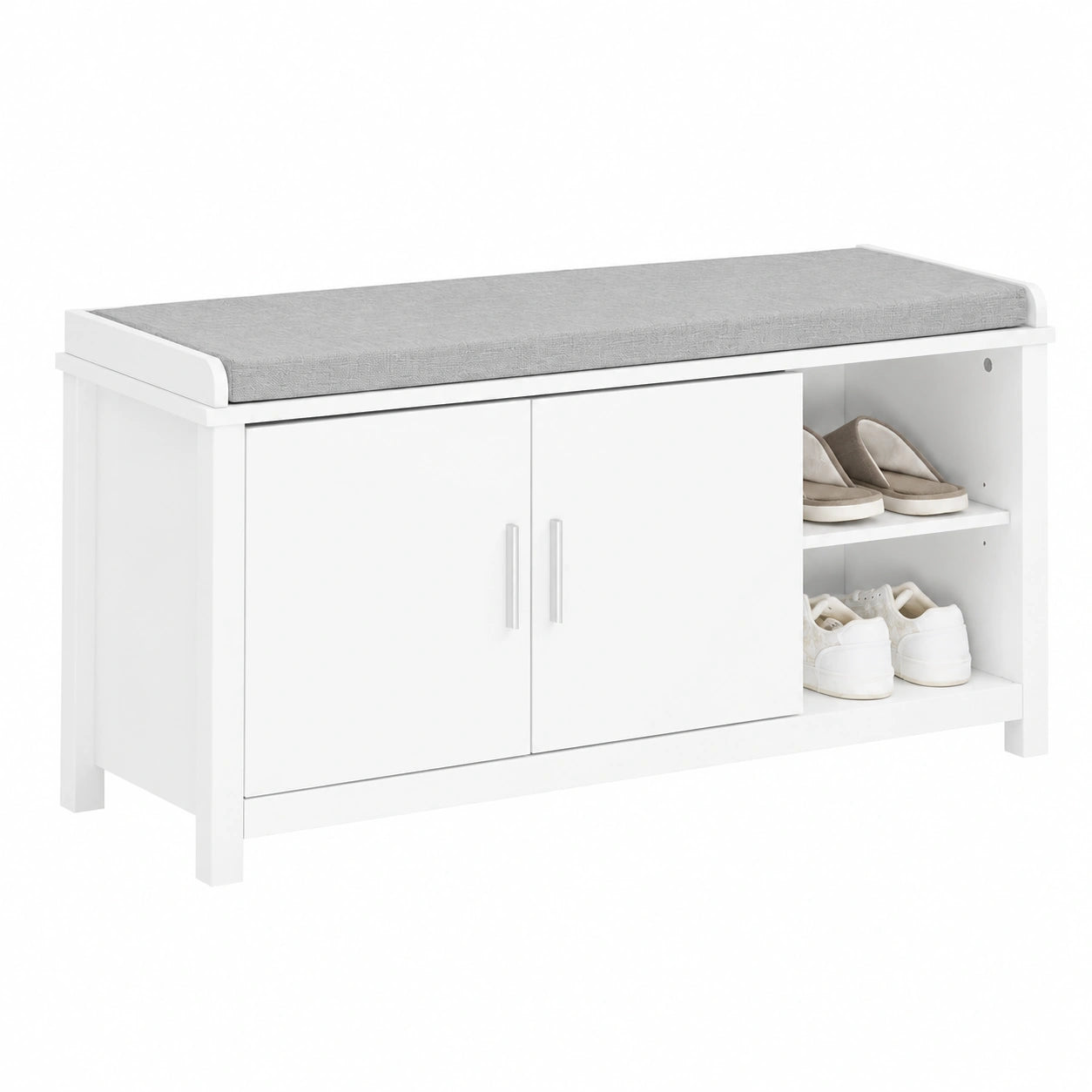 Scarpiera Cassapanca Bianco con Ante - 105x35x51cm