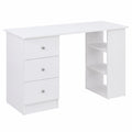 Scrivania Ufficio con Cassettiera e Ripiani, Legno Bianco 120x49x72cm