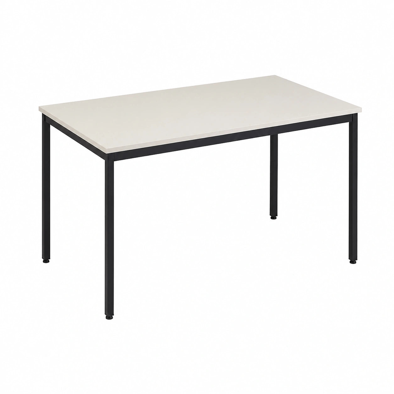 Tavolo rettangolare multiuso 120x60 cm, altezza 74 cm, acero e alluminio bianco