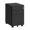 Cassettiera Ufficio in Acciaio con Ruote e Cassetti, 50x39x59 cm, Nero Opaco