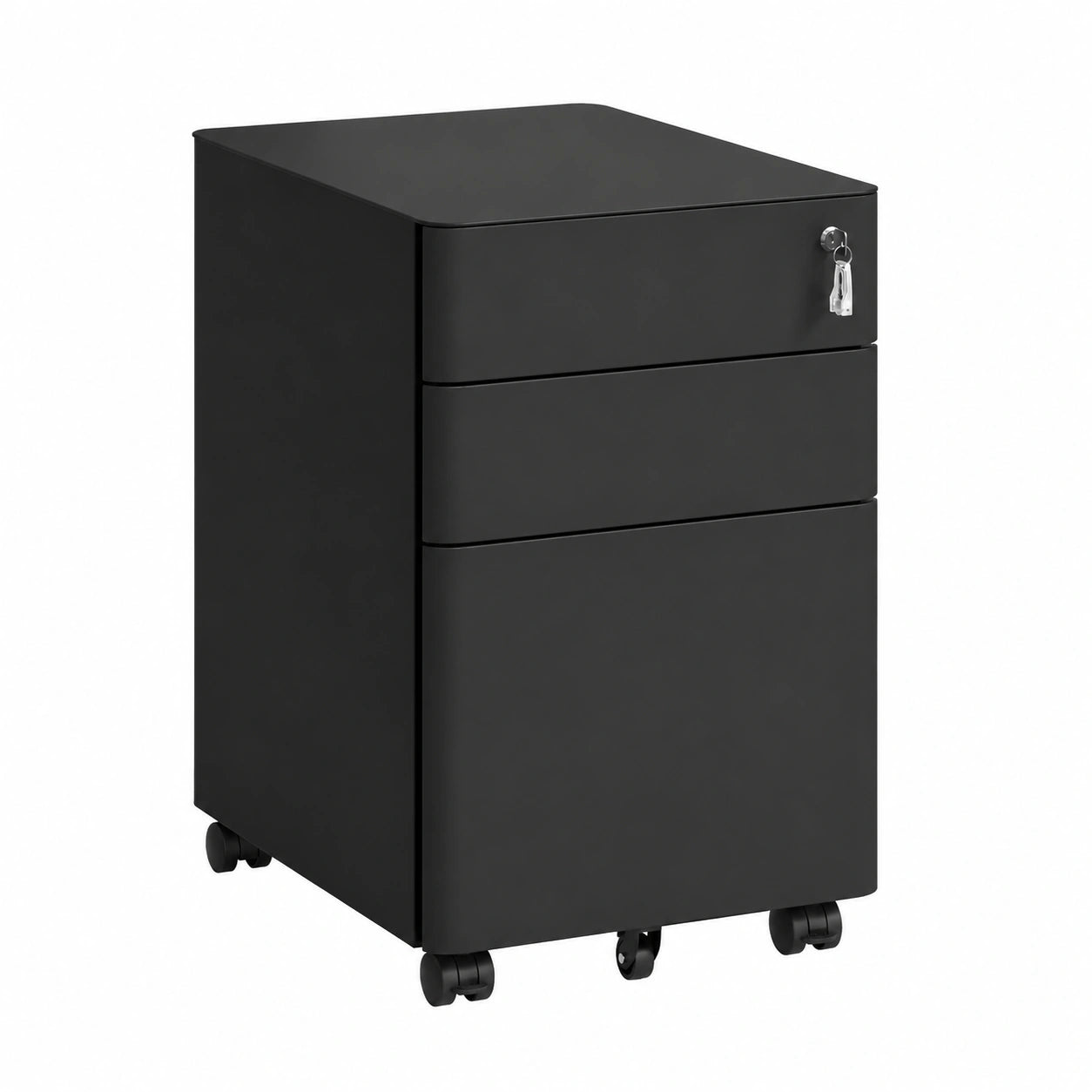 Cassettiera Ufficio in Acciaio con Ruote e Cassetti, 50x39x59 cm, Nero Opaco