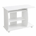 Scrivania Compatta su Ruote con Ripiano Estraibile per Tastiera e Stampante, 90x71x50 cm, Bianco